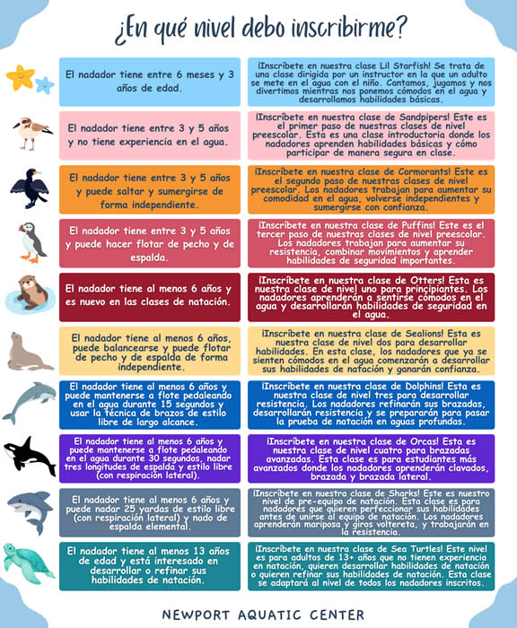 2025 Swim Lessons Level Chart - SP