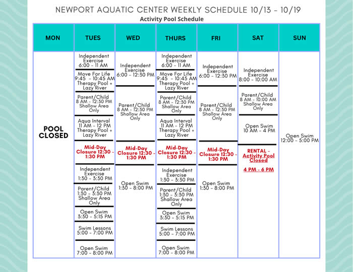 Activity Pool 10.13 - 10.19