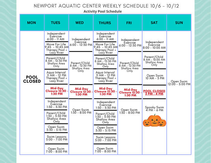 Activity Pool 10.6 - 10.12