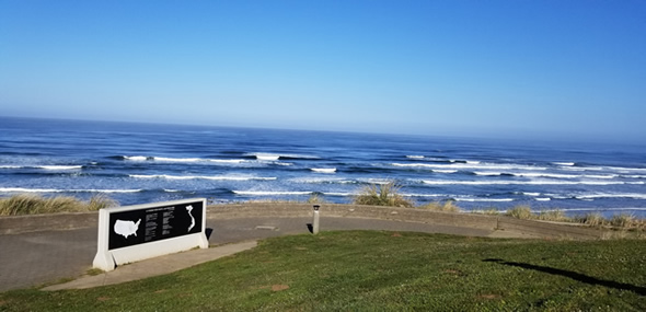 Vietnam memorial wall overlooking the ocean