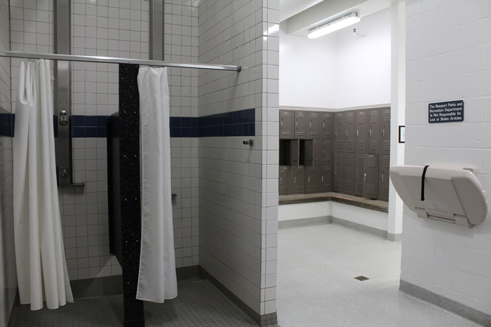 locker room with showers