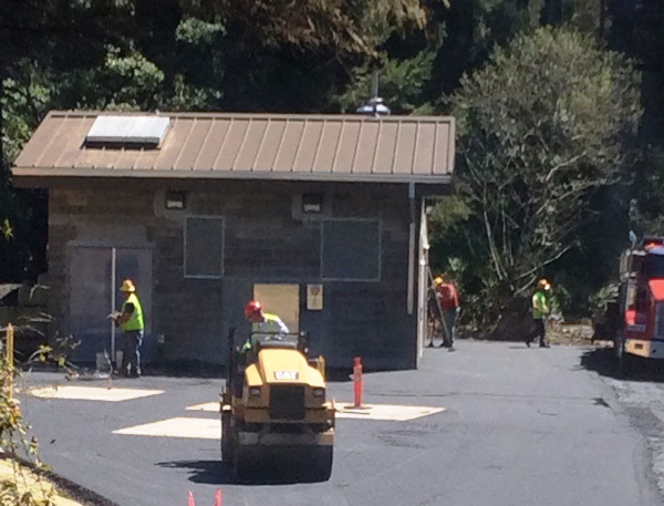 laying blacktop for a pump station